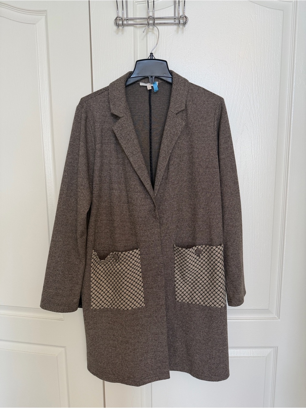 Harlyn Anthropologie Brown Tweed Long Sweater Coat